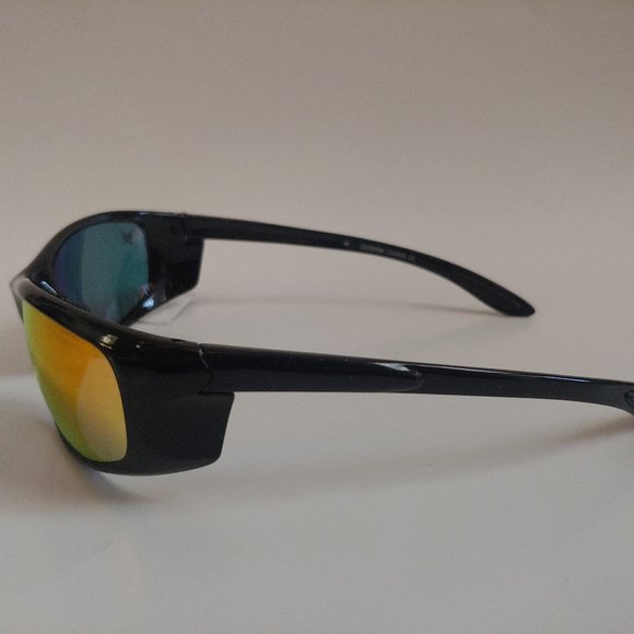 (NWT) Vintge 90's PC Rectangle Wrap Around Sporty Sunglasses (Black/Orange M) - Picture 2 of 4